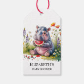 Cute Baby Hippopotamus Watermelon Baby Shower ギフトタグ (正面)
