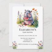 Cute Baby Hippopotamus Watermelon Baby Shower  招待状 (正面)