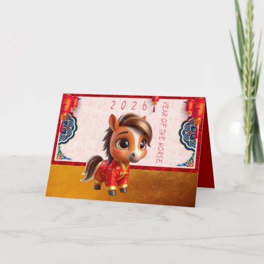 Cute Baby Horse Chinese New Year 2026 with texts G シーズンカード (正面)