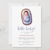 Cute Baby in Basket Gender Neutral Baby Shower 招待状 (正面)