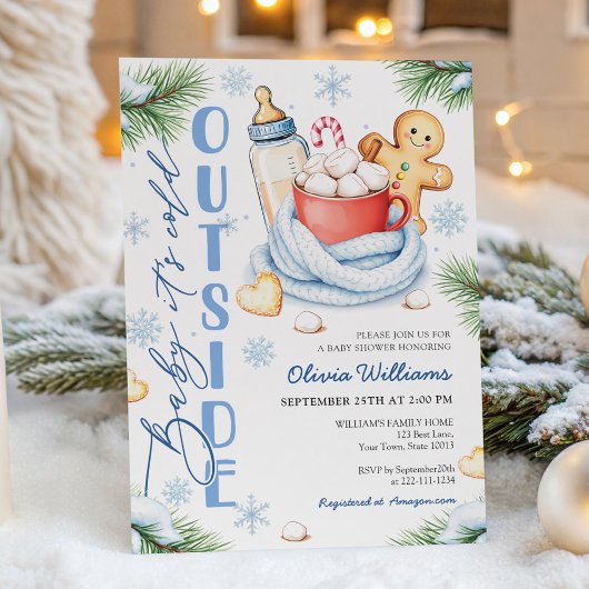 Cute Baby Its Cold Outside Baby Shower Invitation 招待状