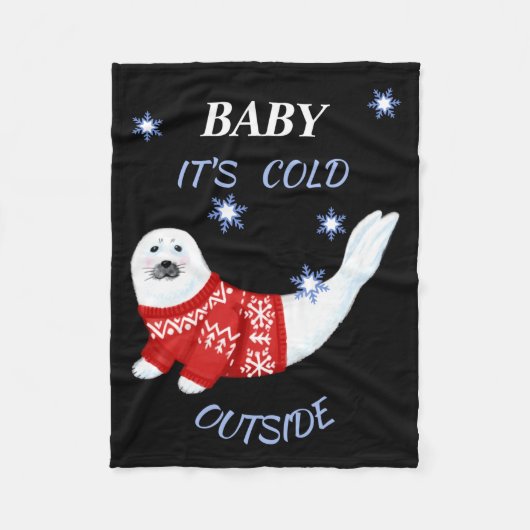 Cute Baby Its Cold Outside Winter Seal T Shirt  フリースブランケット (正面)