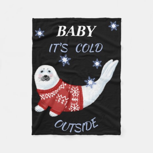 Cute Baby Its Cold Outside Winter Seal T Shirt  フリースブランケット (正面)