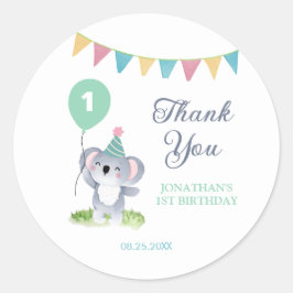 Cute Baby Koala Balloon Party Flag Birthday ラウンドシール