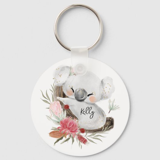 Cute Baby Koala Gold Speckle Custom Name     キーホルダー (正面)