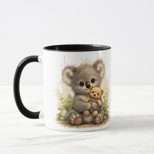 Cute Baby Koala Teddy Bear Cartoon Coffee Mug マグカップ (左)
