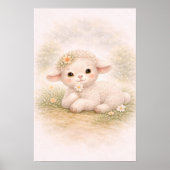 Cute Baby Lamb & Flower Nursery Room Kids ポスター (正面)
