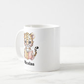 Cute Baby Leopard Reading a Book Custom コーヒーマグカップ (正面左)