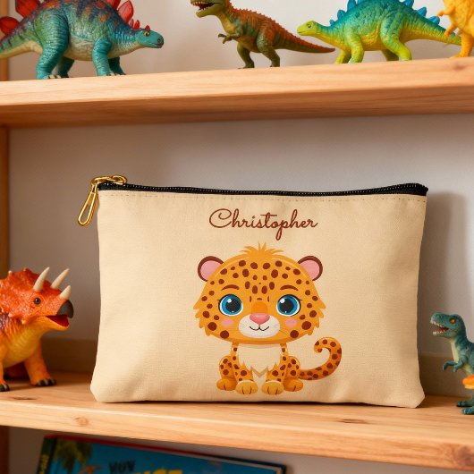 Cute Baby Leopard Safari Animal Kids アクセサリーポーチ