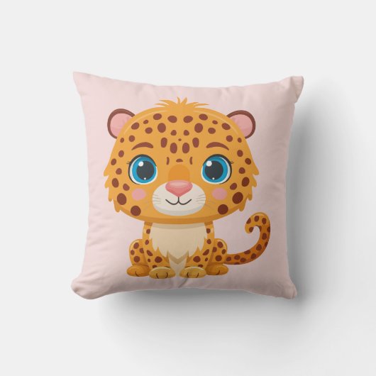 Cute Baby Leopard Safari Animal Kids クッション (正面)