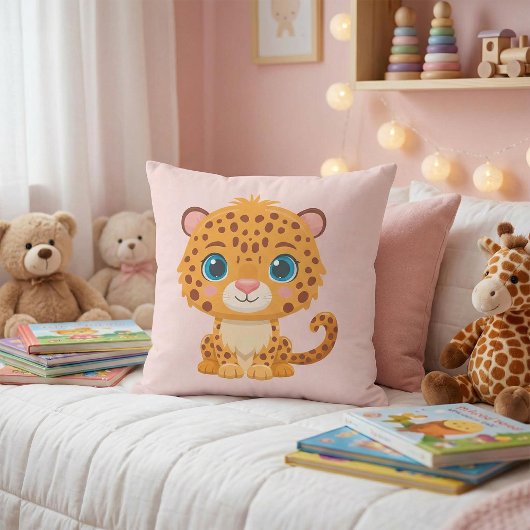 Cute Baby Leopard Safari Animal Kids クッション