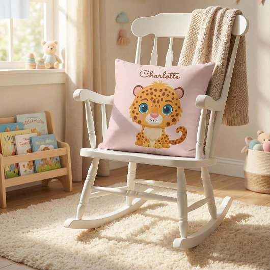 Cute Baby Leopard Safari Animal Kids クッション