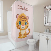 Cute Baby Leopard Safari Animal Kids シャワーカーテン (インサイチュ)