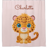 Cute Baby Leopard Safari Animal Kids シャワーカーテン (正面)
