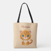 Cute Baby Leopard Safari Animal Kids トートバッグ (裏面)