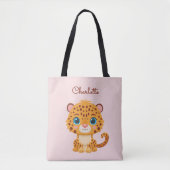 Cute Baby Leopard Safari Animal Kids トートバッグ (正面)