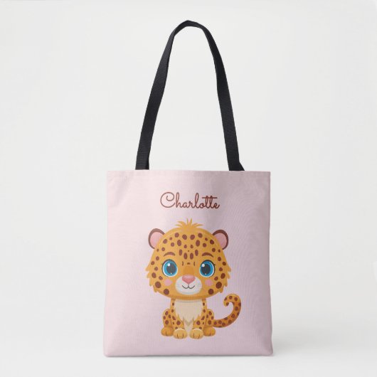 Cute Baby Leopard Safari Animal Kids トートバッグ (正面)