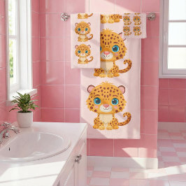Cute Baby Leopard Safari Animal Kids バスタオルセット