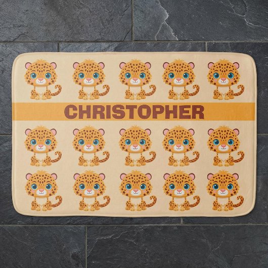 Cute Baby Leopard Safari Animal Kids バスマット