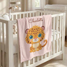 Cute Baby Leopard Safari Animal Kids フリースブランケット
