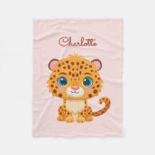 Cute Baby Leopard Safari Animal Kids フリースブランケット (正面)