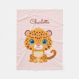 Cute Baby Leopard Safari Animal Kids フリースブランケット