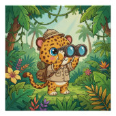 Cute Baby Leopard Safari Animal Kids ポスター (正面)