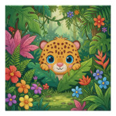Cute Baby Leopard Safari Animal Kids ポスター (正面)