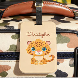 Cute Baby Leopard Safari Animal Kids ラゲッジタグ