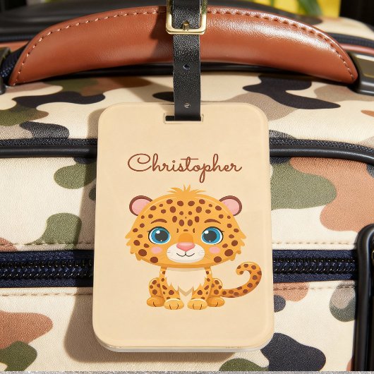 Cute Baby Leopard Safari Animal Kids ラゲッジタグ