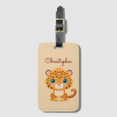 Cute Baby Leopard Safari Animal Kids ラゲッジタグ (正面縦)