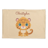 Cute Baby Leopard Safari Animal Kids 枕カバー (裏面)