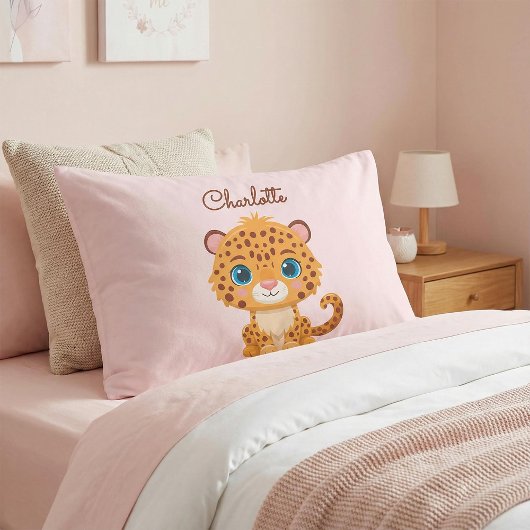 Cute Baby Leopard Safari Animal Kids 枕カバー