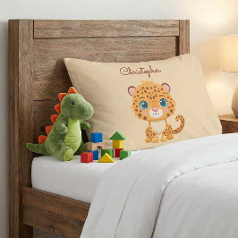 Cute Baby Leopard Safari Animal Kids 枕カバー