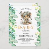 Cute Baby Lion Baby Shower Invitation 招待状 (正面/裏面)