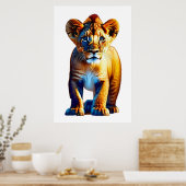 Cute Baby Lion Cub Design for Animal Lovers ポスター (キッチン)