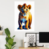 Cute Baby Lion Cub Design for Animal Lovers ポスター (ホームオフィス)