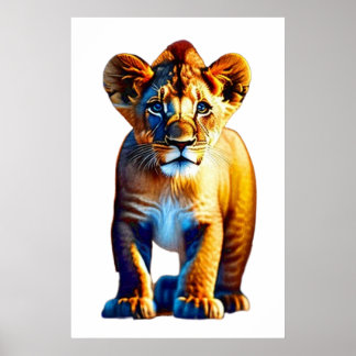 Cute Baby Lion Cub Design for Animal Lovers ポスター