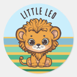 Cute baby lion cub - little Leo ラウンドシール