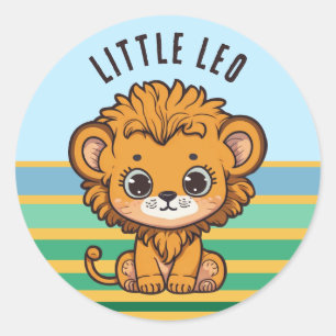 Cute baby lion cub - little Leo ラウンドシール