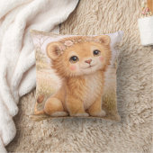 Cute Baby Lion Neutral Kids Room クッション (ブランケット)