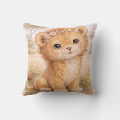 Cute Baby Lion Neutral Kids Room クッション (裏面)
