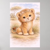 Cute Baby Lion Nursery Room Kids ポスター (正面)