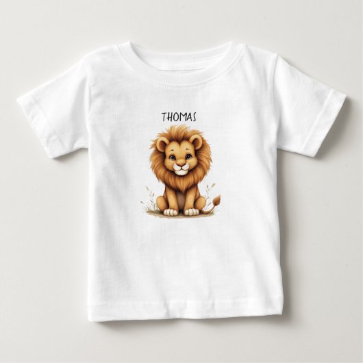 Cute Baby Lion "Thomas" Personalized T-Shirt ベビーTシャツ (正面)