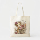 Cute Baby Lion with Flowers – Kids Easter Tote Bag トートバッグ (正面)