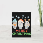 Cute Baby Manatee Santa Reindeer Christmas Manatee カード (正面)