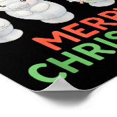 Cute Baby Manatee Santa Reindeer Christmas Manatee ポスター (角)