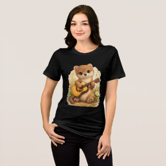 Cute Baby Marten Playing Guitar Music T-Shirt トライブレンドTシャツ