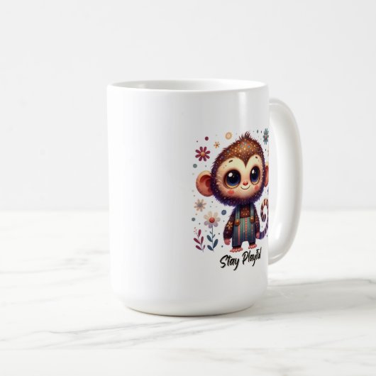Cute Baby Monkey コーヒーマグカップ (正面右)