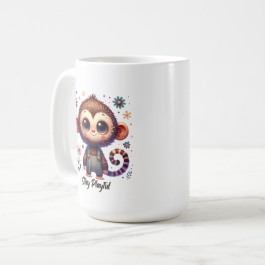 Cute Baby Monkey コーヒーマグカップ (正面左)
